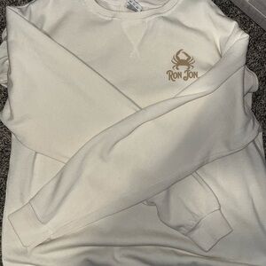 NWOT Ron Jon Cream Off-White Sweatset (Crewneck + Shorts)